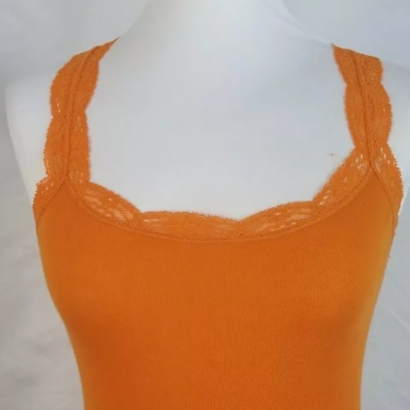 Abercrombie XS Orange Ribbed Tank Mesh Racerback - Picture 2 of 7